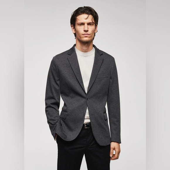 NWT MANGO Slim Fit Microstructure Blazer - Picture 1 of 11